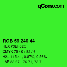 Code couleur: RGB 59 240 44 | qconv.com