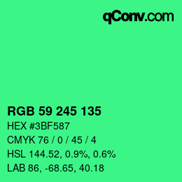 Color code: RGB 59 245 135 | qconv.com