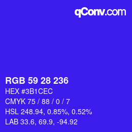 カラーコード: RGB 59 28 236 | qconv.com