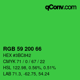 Código de color: RGB 59 200 66 | qconv.com