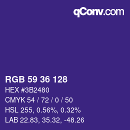 Color code: RGB 59 36 128 | qconv.com