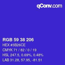 Color code: RGB 59 38 206 | qconv.com