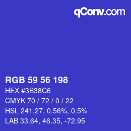 Farbcode: RGB 59 56 198 | qconv.com