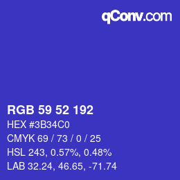 カラーコード: RGB 59 52 192 | qconv.com