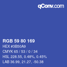 Color code: RGB 59 80 169 | qconv.com