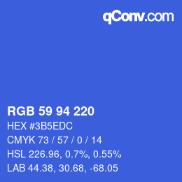 カラーコード: RGB 59 94 220 | qconv.com