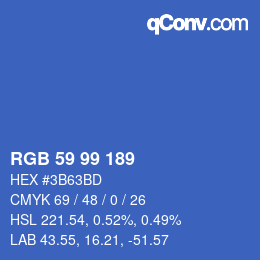 Color code: RGB 59 99 189 | qconv.com