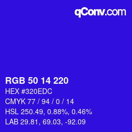 Color code: RGB 50 14 220 | qconv.com