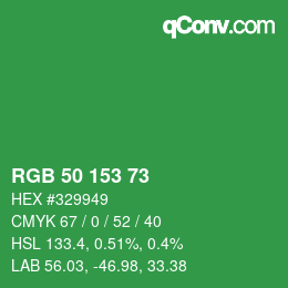 カラーコード: RGB 50 153 73 | qconv.com