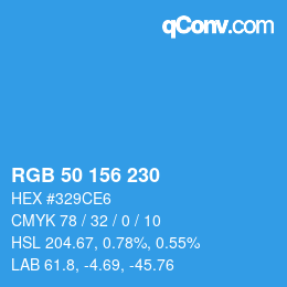 カラーコード: RGB 50 156 230 | qconv.com