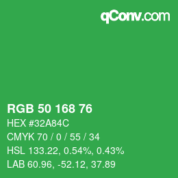 カラーコード: RGB 50 168 76 | qconv.com