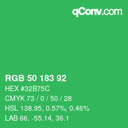 Color code: RGB 50 183 92 | qconv.com