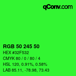 Farbcode: RGB 50 245 50 | qconv.com