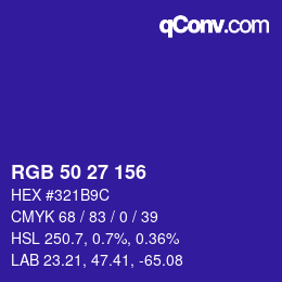 Color code: RGB 50 27 156 | qconv.com