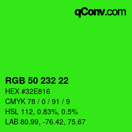 Farbcode: RGB 50 232 22 | qconv.com