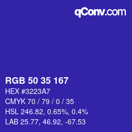 カラーコード: RGB 50 35 167 | qconv.com