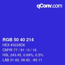 Color code: RGB 50 40 214 | qconv.com