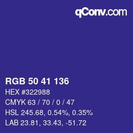 Color code: RGB 50 41 136 | qconv.com