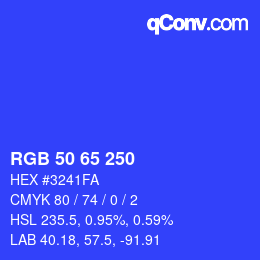 Color code: RGB 50 65 250 | qconv.com