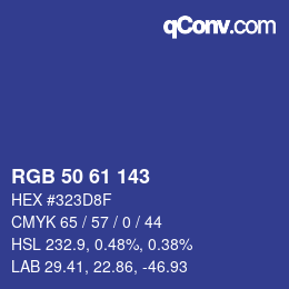 Code couleur: RGB 50 61 143 | qconv.com