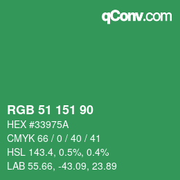 カラーコード: RGB 51 151 90 | qconv.com