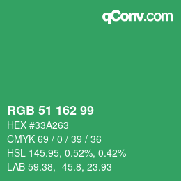 Color code: RGB 51 162 99 | qconv.com