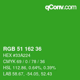 Código de color: RGB 51 162 36 | qconv.com