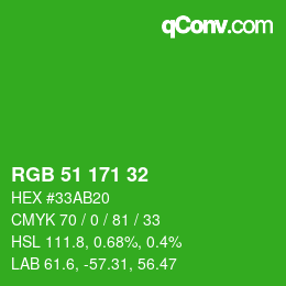 Código de color: RGB 51 171 32 | qconv.com