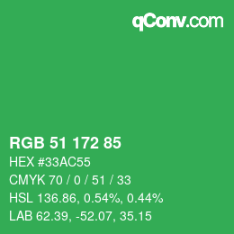 Color code: RGB 51 172 85 | qconv.com