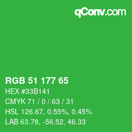 Color code: RGB 51 177 65 | qconv.com