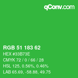 Farbcode: RGB 51 183 62 | qconv.com