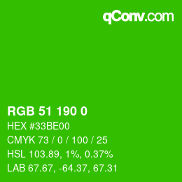 カラーコード: RGB 51 190 0 | qconv.com