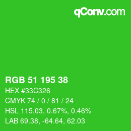 Code couleur: RGB 51 195 38 | qconv.com