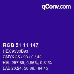 カラーコード: RGB 51 11 147 | qconv.com