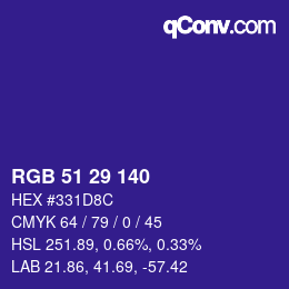 Color code: RGB 51 29 140 | qconv.com