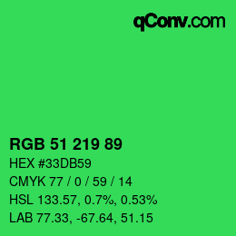 カラーコード: RGB 51 219 89 | qconv.com