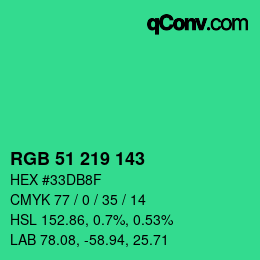 Color code: RGB 51 219 143 | qconv.com