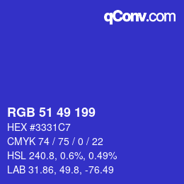 Color code: RGB 51 49 199 | qconv.com