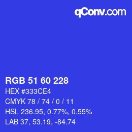 Code couleur: RGB 51 60 228 | qconv.com