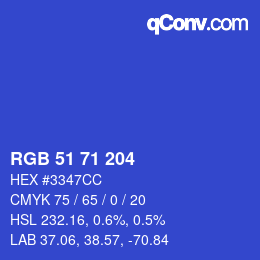 Color code: RGB 51 71 204 | qconv.com