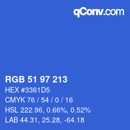 Code couleur: RGB 51 97 213 | qconv.com