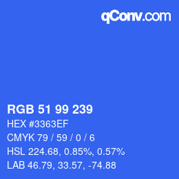 カラーコード: RGB 51 99 239 | qconv.com