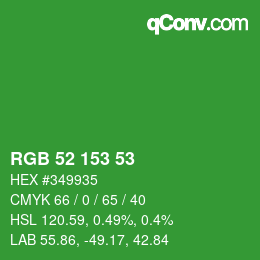 Color code: RGB 52 153 53 | qconv.com