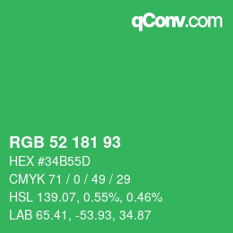 Code couleur: RGB 52 181 93 | qconv.com