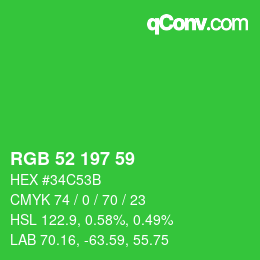 Color code: RGB 52 197 59 | qconv.com