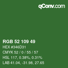 Código de color: RGB 52 109 49 | qconv.com