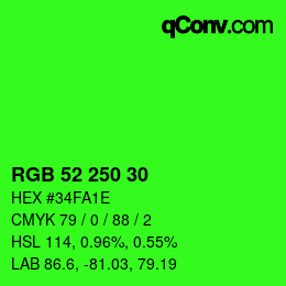 Code couleur: RGB 52 250 30 | qconv.com