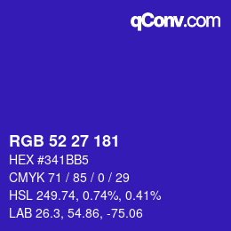 Farbcode: RGB 52 27 181 | qconv.com