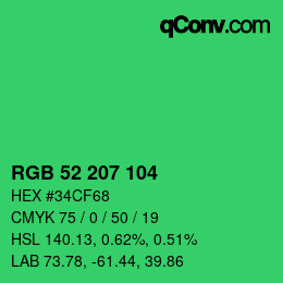 Code couleur: RGB 52 207 104 | qconv.com