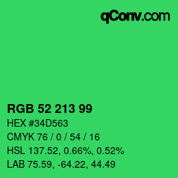 Código de color: RGB 52 213 99 | qconv.com